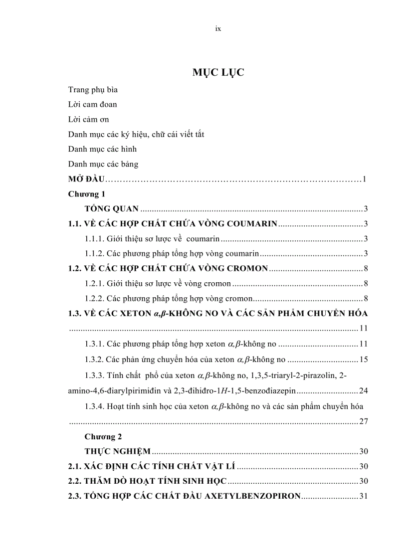 image for page Tổng hợp và chuyển hóa một số xeton α β không no chứa vòng benzopiron