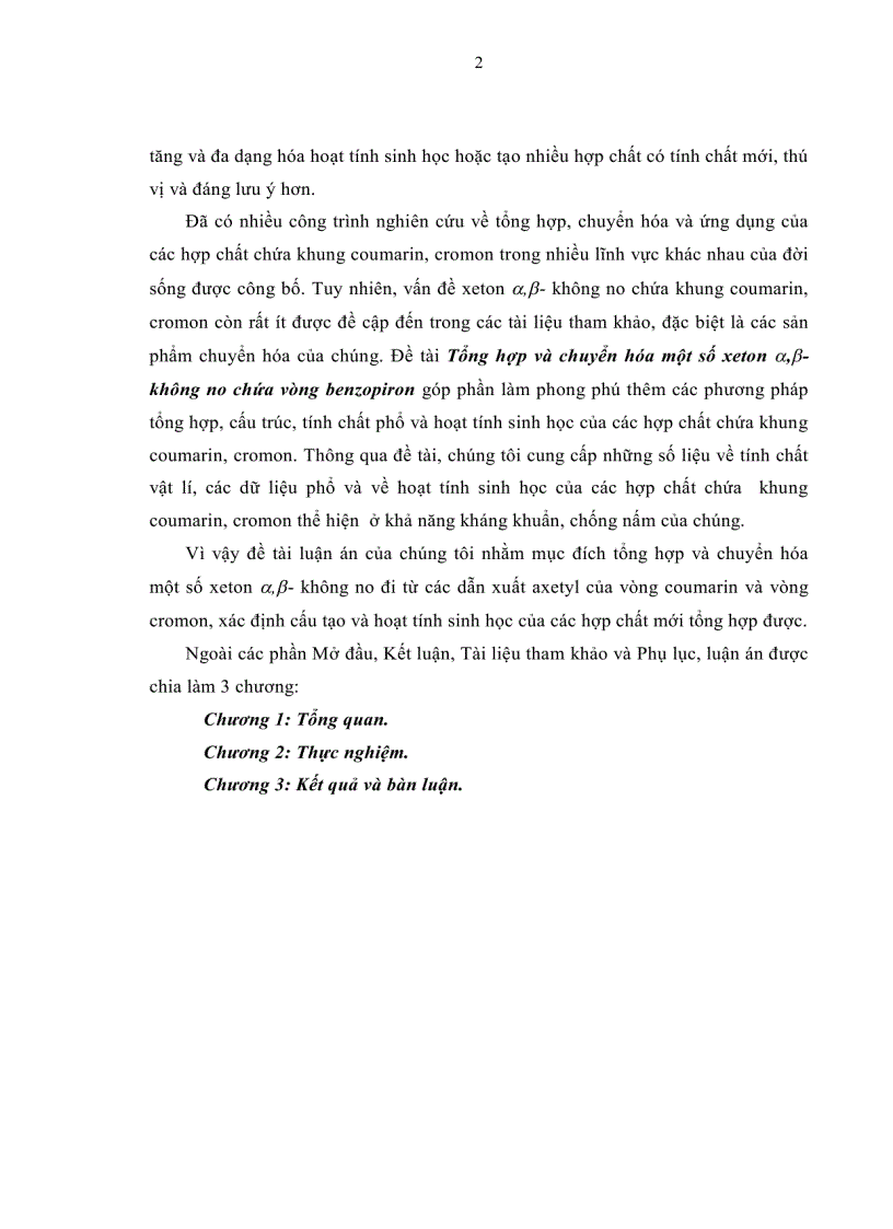 image for page Tổng hợp và chuyển hóa một số xeton α β không no chứa vòng benzopiron