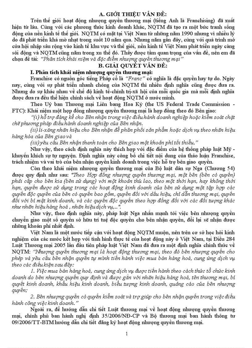 image for page Phân tích khái niệm và đặc điểm của nhượng quyền thương mại