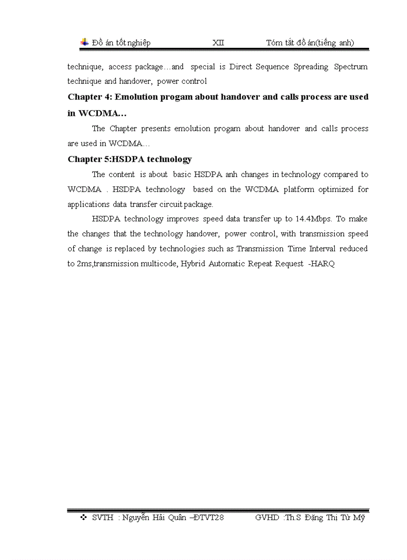 image for page Các giải pháp kỹ thuật sử dụng trong WCDMA HSDPA mô phỏng