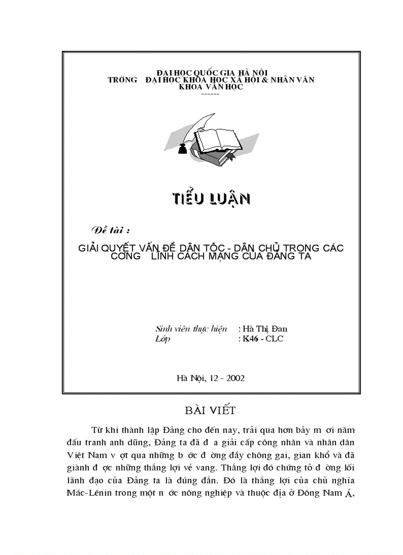 image for page Giải quyết vấn đề dân tộc dân chủ trong các cương lĩnh cách mạng của đảng ta