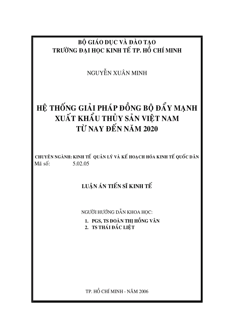 Hệ thống giải pháp đồng bộ đẩy mạnh xuất khẩu thủy sản Việt Nam từ nay đến năm 2020