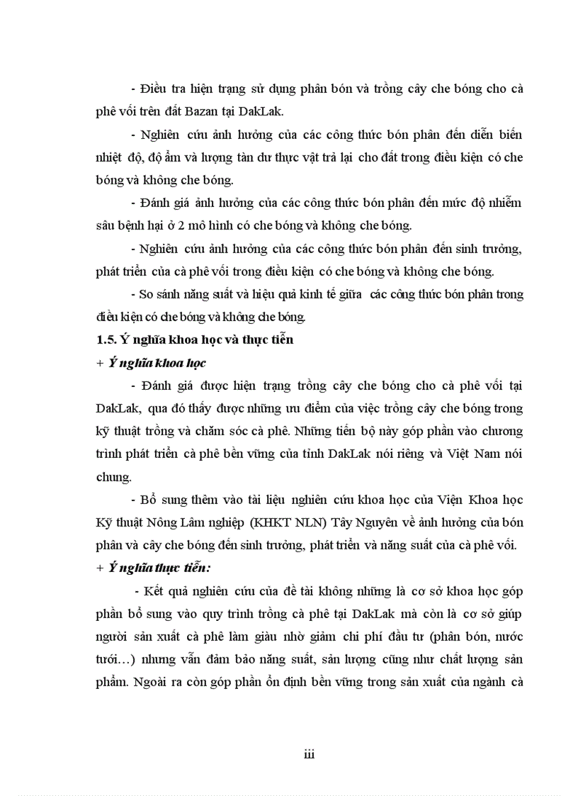 image for page Luận văn thạc sỹ Nghiên cứu ảnh hưởng của một số công thức bón phân đến sinh trưởng phát triển và năng suất cà phê vối trong điều kiện có che bóng và không che bóng tại DakLak