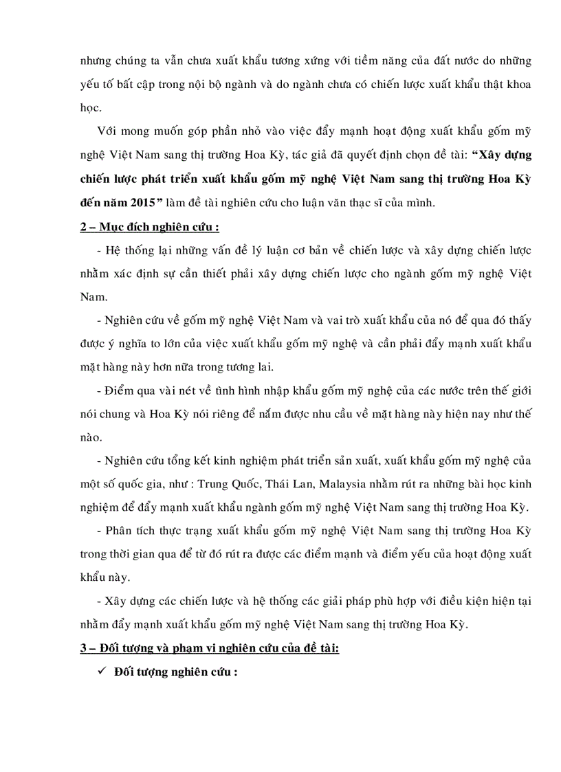 image for page Xây dựng chiến lược phát triển xuất khẩu gốm mỹ nghệ Việt Nam sang thị trường Hoa Kỳ đến năm 2015