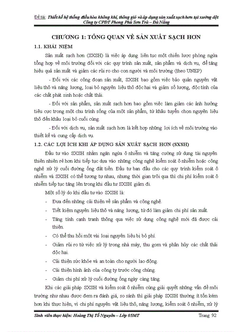 image for page Áp dụng sản xuất sạch hơn vào quá trình sản xuất tại xưởng dệt công ty cpđt phong phú sơn trà chương 1 Tổng quan về sản xuất sạch hơn 1 1 Khái niệm