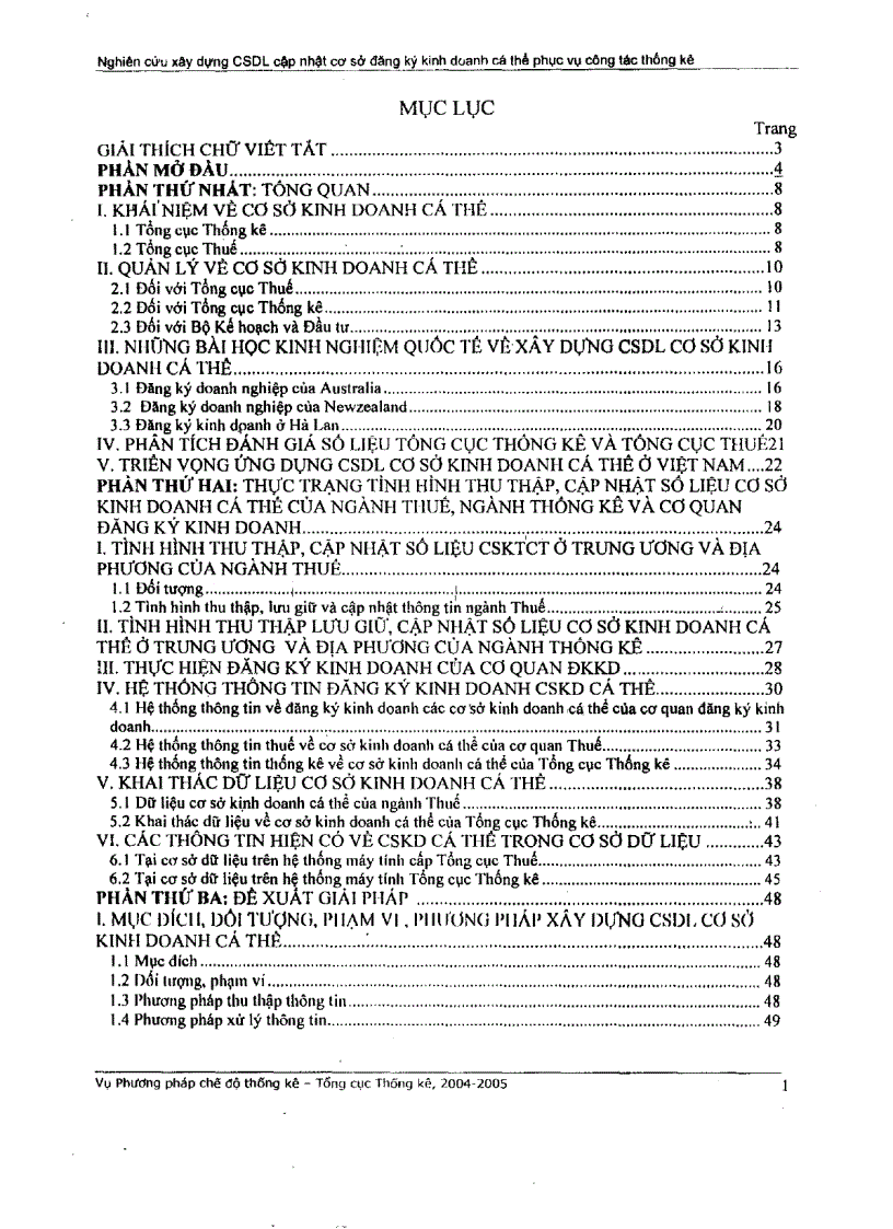 image for page Nghiên cứu xây dựng cơ sở dữ liệu cập nhật cơ sở đăng ký kinh doanh cá thể phục vụ công tác quản lý và công tác thống kê