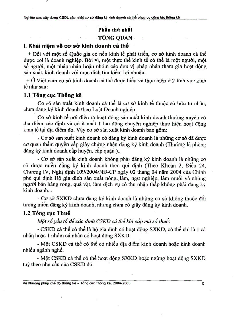 image for page Nghiên cứu xây dựng cơ sở dữ liệu cập nhật cơ sở đăng ký kinh doanh cá thể phục vụ công tác quản lý và công tác thống kê