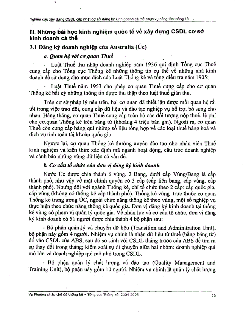 image for page Nghiên cứu xây dựng cơ sở dữ liệu cập nhật cơ sở đăng ký kinh doanh cá thể phục vụ công tác quản lý và công tác thống kê