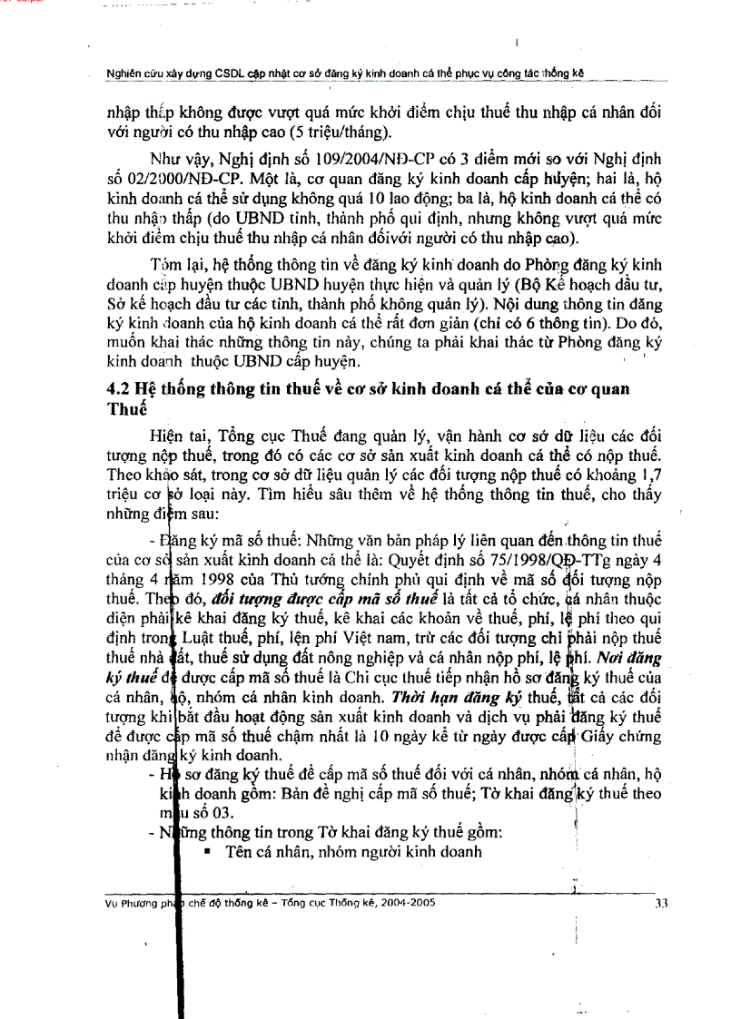 image for page Nghiên cứu xây dựng cơ sở dữ liệu cập nhật cơ sở đăng ký kinh doanh cá thể phục vụ công tác quản lý và công tác thống kê