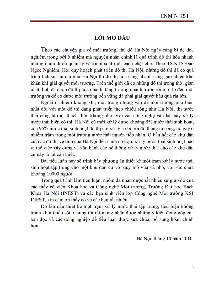 image for page Tính toán thiết kế trạm xử lý nước thải sinh hoạt tập trung cho khu đô thị có 10 000 dân
