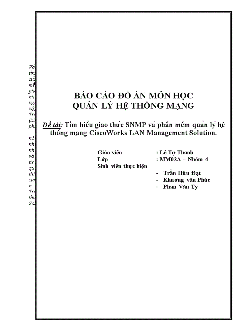 Ti m hiê u giao thư c SNMP va phâ n mê m qua n ly hê thô ng ma ng CiscoWorks LAN Management Solution