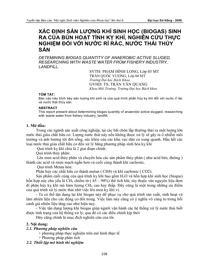 image for page Xác định sản lượng khí sinh học biogas sinh ra của bùn hoạt tính kỵ khí nghiên cứu thực nghiệm đối với nước rỉ rác nước thải thủy sản