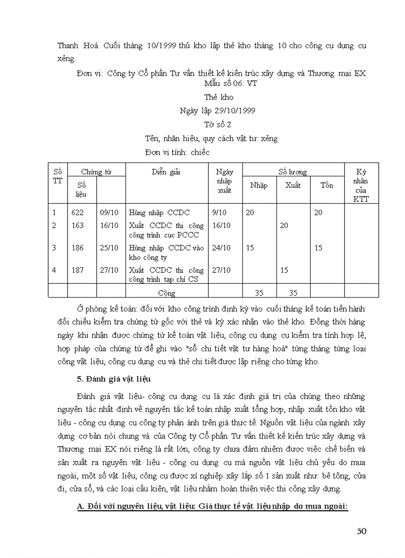 image for page Tổ chức công tác kế toán nguyên vật liệu công cụ dụng cụ ở Công ty Cổ phần Tư vấn thiết kế Kiến trúc xây dựng và Thương mại EX