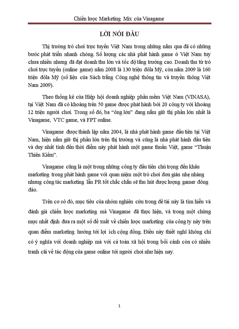 image for page Chiến lược Marketing Mix của Vinagame
