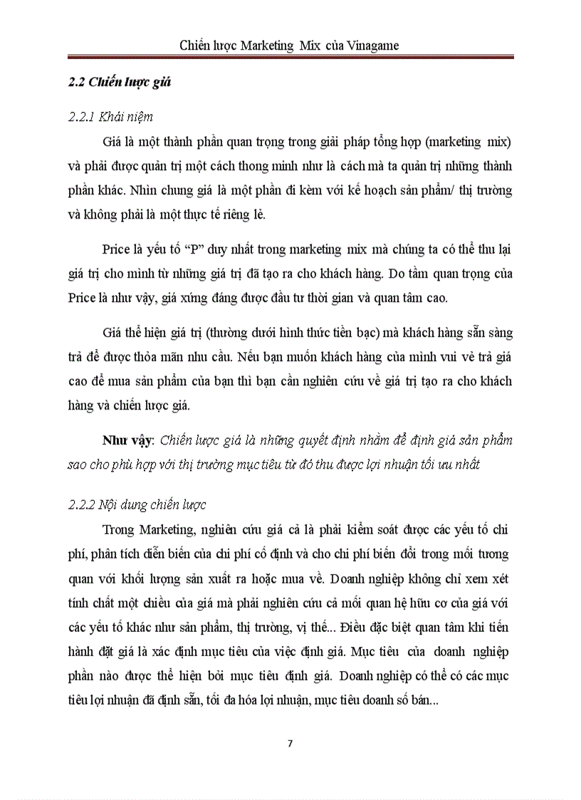 image for page Chiến lược Marketing Mix của Vinagame