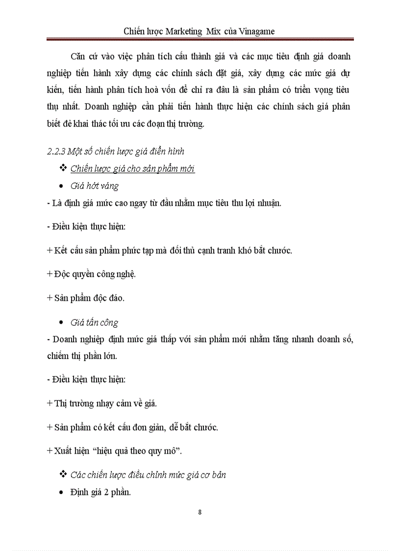 image for page Chiến lược Marketing Mix của Vinagame