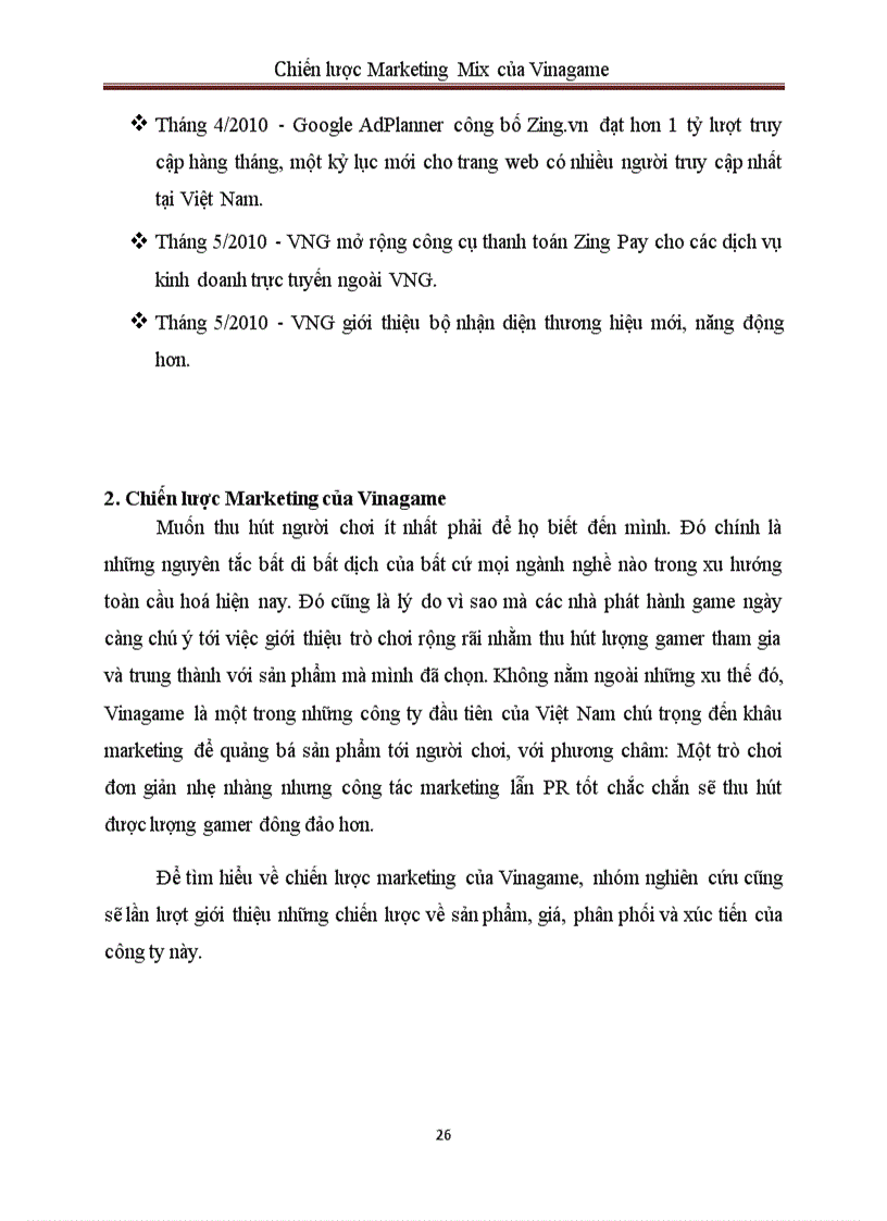 image for page Chiến lược Marketing Mix của Vinagame