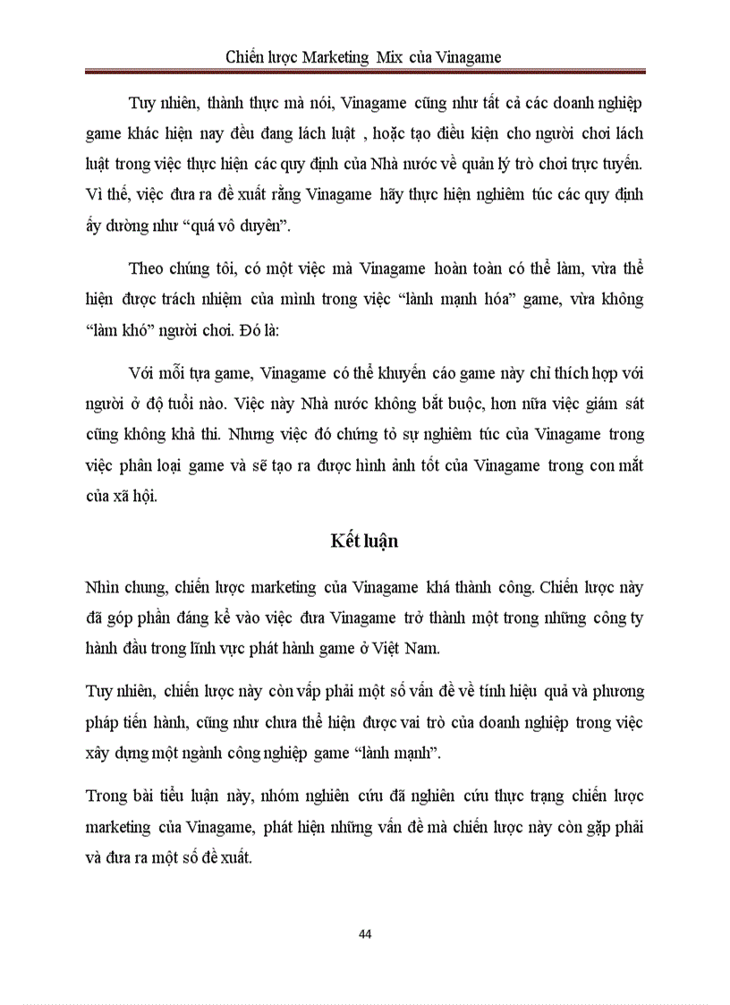 image for page Chiến lược Marketing Mix của Vinagame