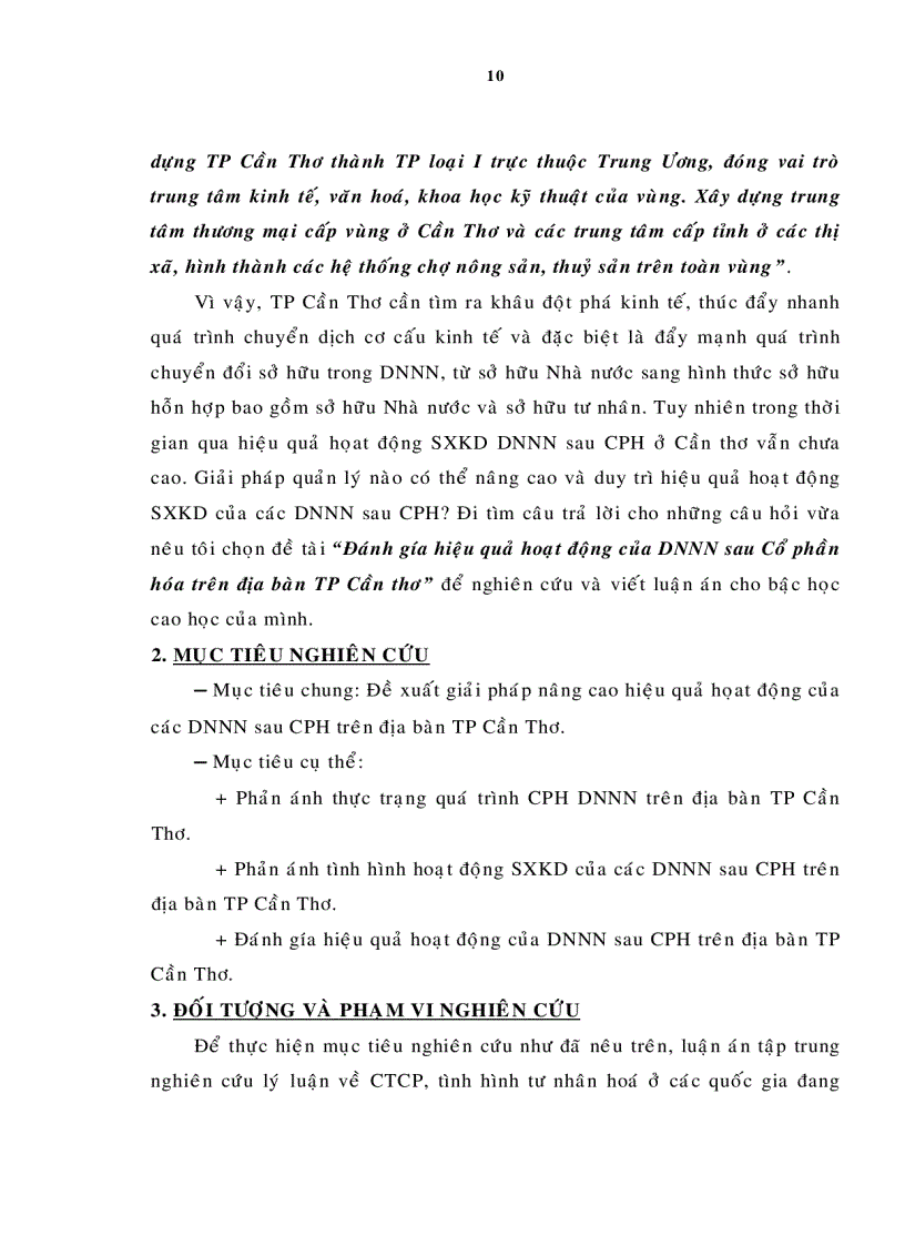 image for page Đánh giá hiệu quả hoạt động của Doanh nghiệp nhà nước sau Cổ phần hóa trên địa bàn TP Cần thơ