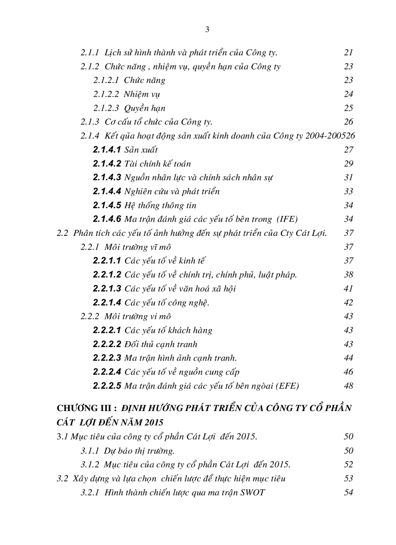Định hướng phát triển của Công Ty Cổ Phần Cát Lợi đến năm 2015