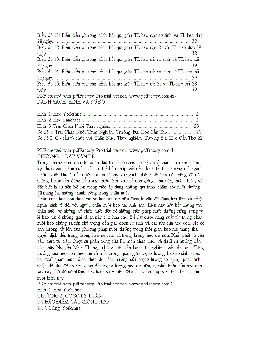 image for page Tăng trưởng của Heo con theo Mẹ và mối tương quan giữa trọng lượng Heo sơ sinh và trọng lượng Heo cai sữa tại trại