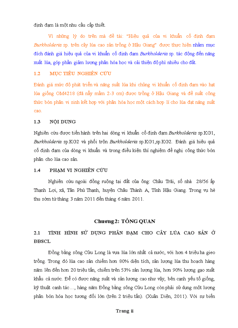image for page Hiệu quả của vi khuẩn cố định đạm Burkholderia sp trên cây lúa cao sản trồng ở Hậu Giang