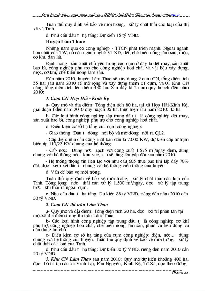 image for page Quy hoạch tổng thể phát triển các khu cụm công nghiệp tiểu thủ công nghiệp trên đại bàn tỉnh Phú Thọ đến năm 2020