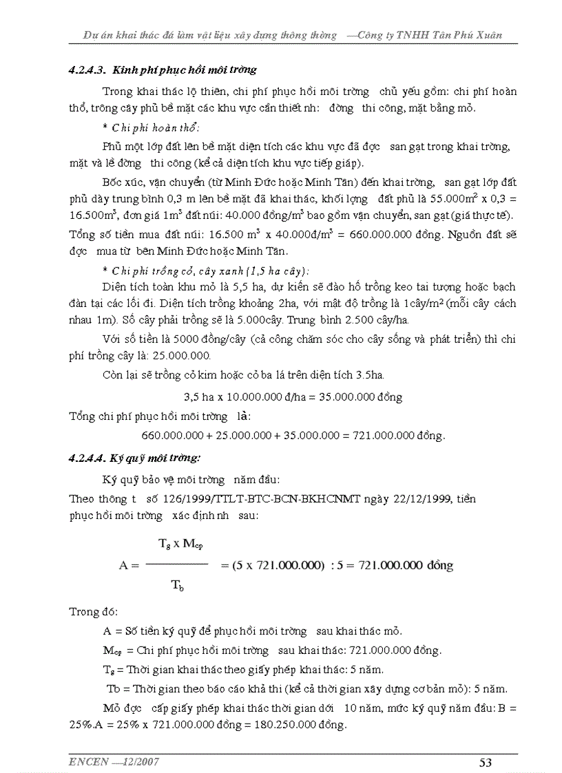 image for page Đánh giá tác động môi trường dự án khai thác đá làm vật liệu xây dựng Công ty TNHH Tân Phú Xuân Hải Phòng 70 trang