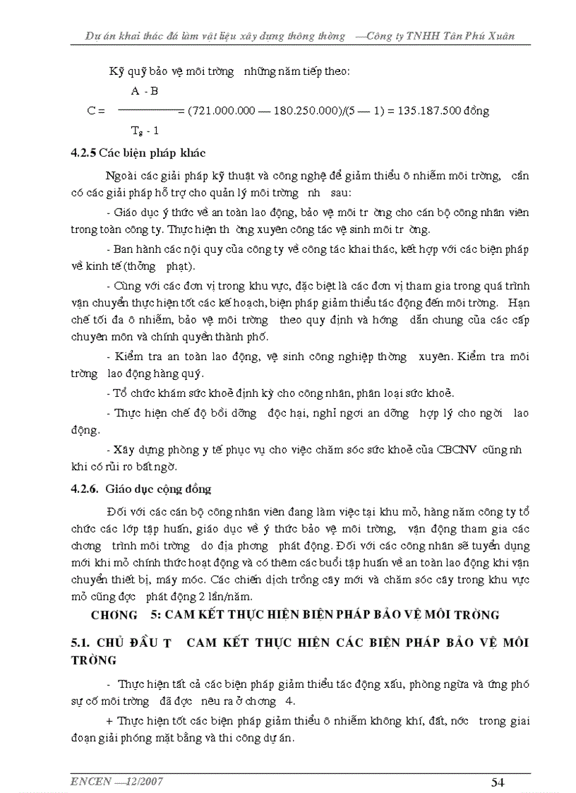 image for page Đánh giá tác động môi trường dự án khai thác đá làm vật liệu xây dựng Công ty TNHH Tân Phú Xuân Hải Phòng 70 trang