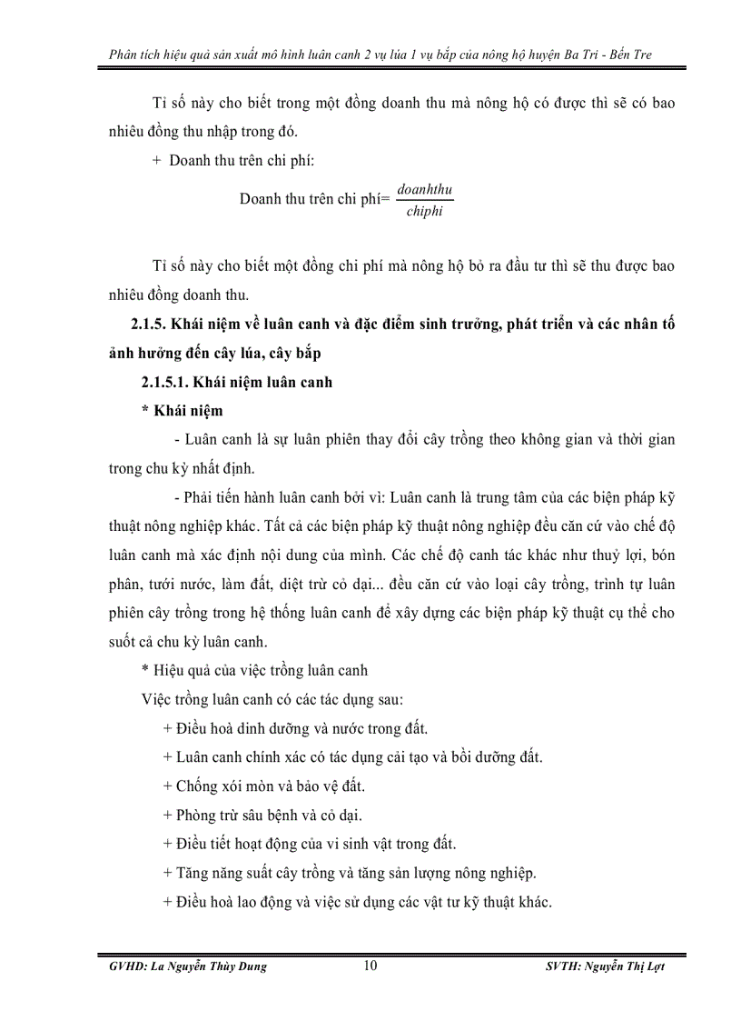 image for page Phân tích hiệu quả sản xuất mô hình luân canh 2 vụ lúa 1 vụ bắp của nông hộ huyện ba tri bến tre