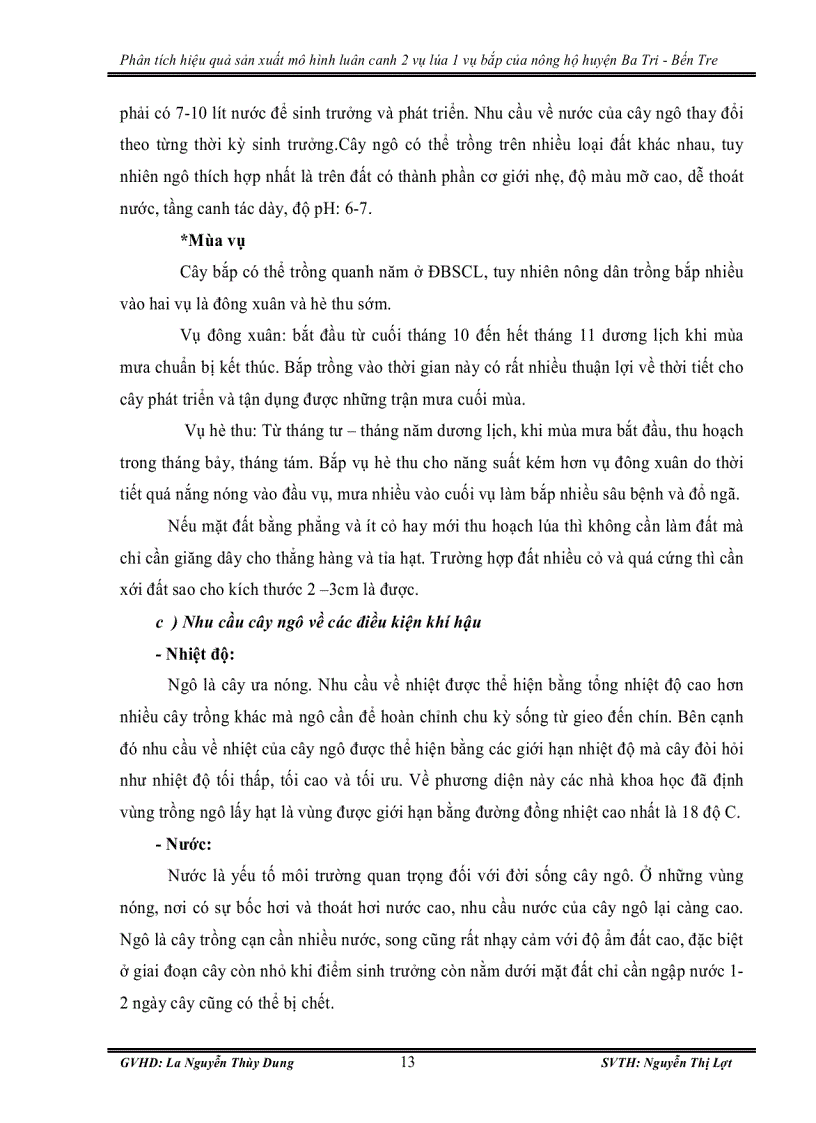 image for page Phân tích hiệu quả sản xuất mô hình luân canh 2 vụ lúa 1 vụ bắp của nông hộ huyện ba tri bến tre