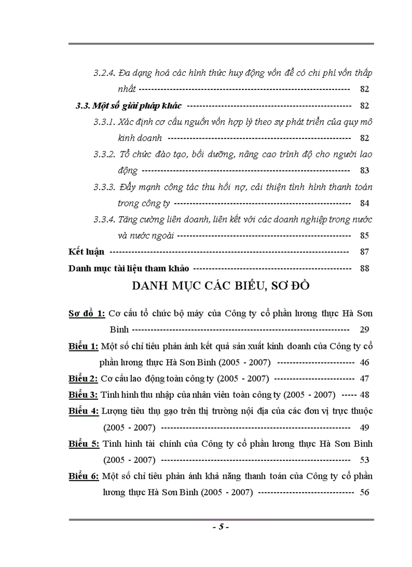 Thực trạng và Một số Giải pháp nâng cao hiệu quả sử dụng vốn tại công ty cổ phần lương thực Hà Sơn Bình