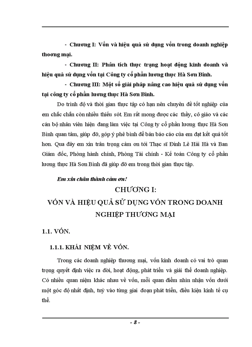 image for page Thực trạng và Một số Giải pháp nâng cao hiệu quả sử dụng vốn tại công ty cổ phần lương thực Hà Sơn Bình