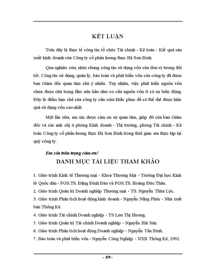 image for page Thực trạng và Một số Giải pháp nâng cao hiệu quả sử dụng vốn tại công ty cổ phần lương thực Hà Sơn Bình