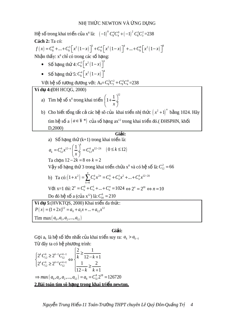 image for page Nhị thức newton và ứng dụng trong giải toán