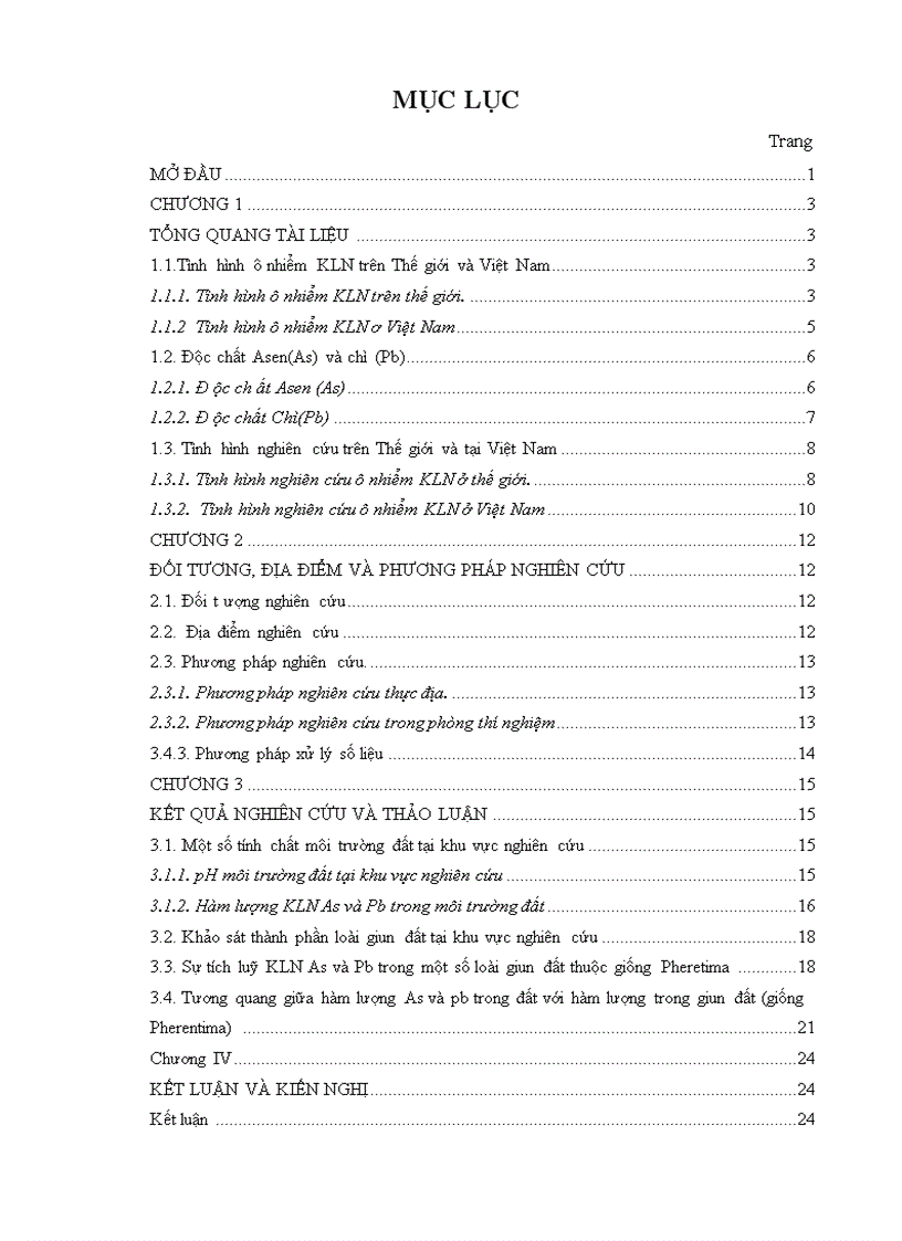 image for page Nghiên cứu sự tích lũy kim loại nặng Pb As trong đất và trong một số loài giun đất ở khu Kinh Tế Mở Chu Lai Huyện Núi Thành Tỉnh Quảng Nam