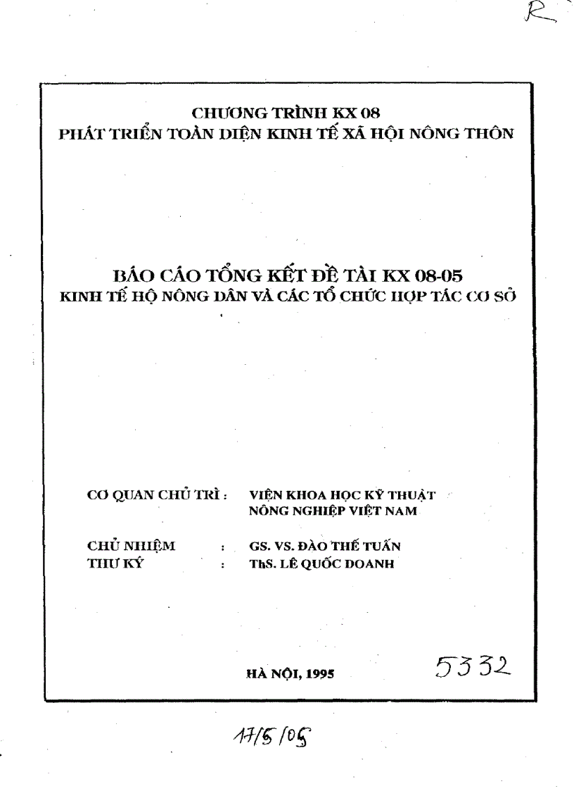 image for page Kinh tế hộ nông dân và tổ chức hợp tác sơ cở