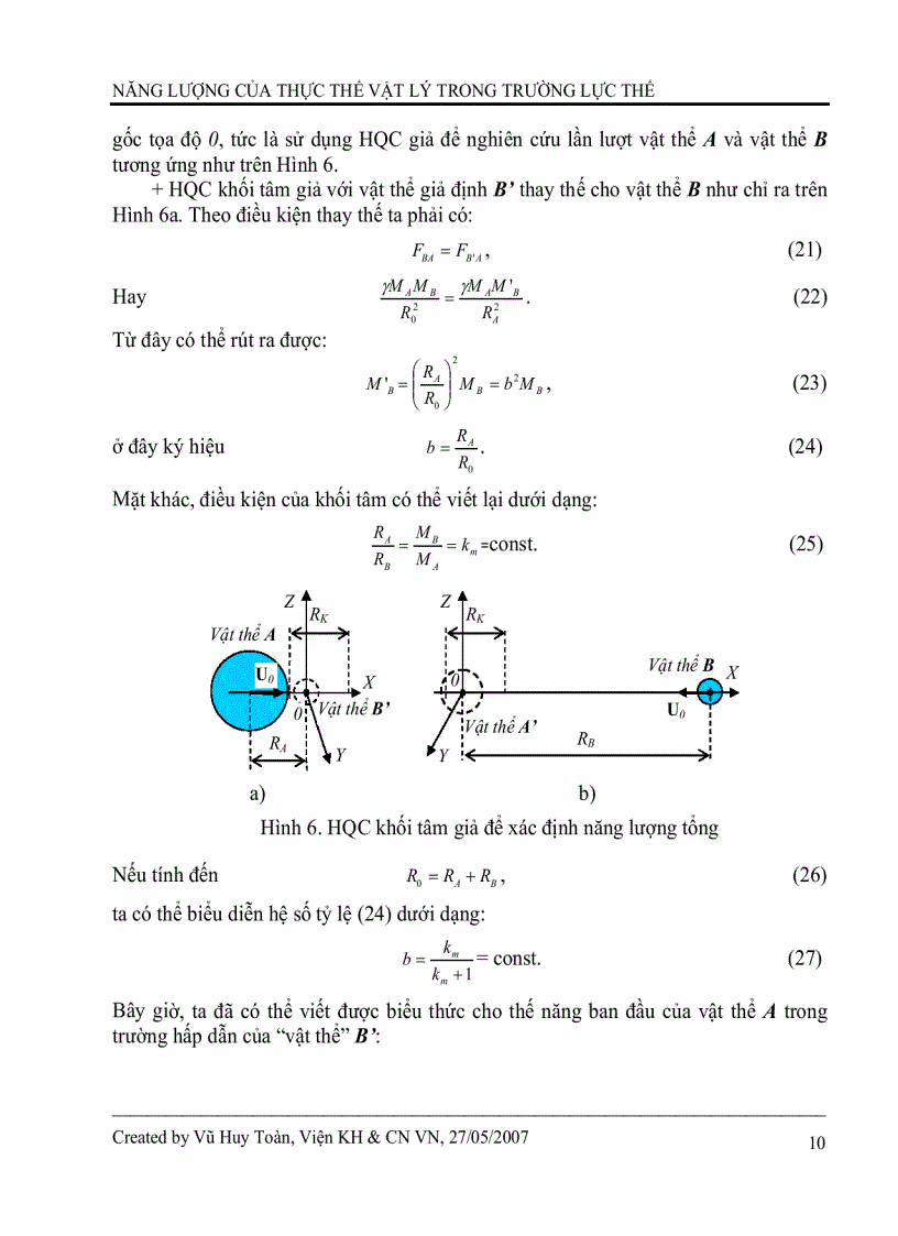 image for page Năng lượng của thực thể vật lý trong trường lực thế