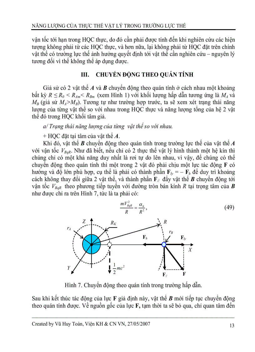 image for page Năng lượng của thực thể vật lý trong trường lực thế