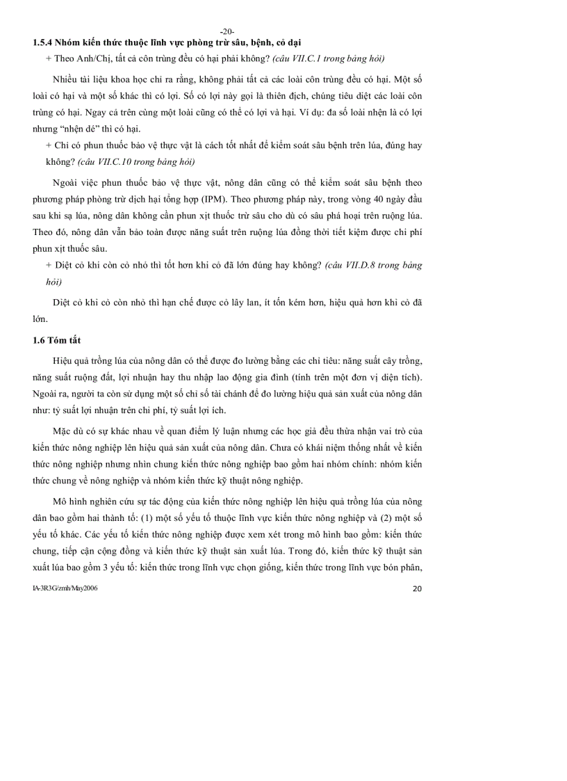 image for page Đánh giá tác động của một số yếu tố thuộc lĩnh vực kiến thức nông nghiệp lên hiệu quả trồng lúa của nông dân tỉnh an giang