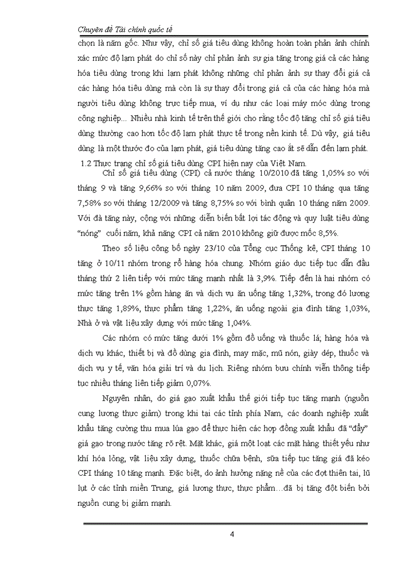 Phân tích và đánh giá chỉ số giá tiêu dùng của Việt Nam giai đoạn 2008 6 tháng đầu năm 2010
