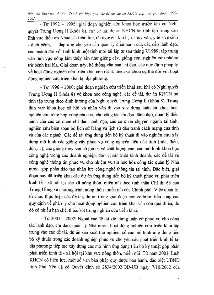 image for page Đánh giá hiệu quả các đề tài dự án khoa học công nghệ cấp tỉnh giai đoạn 1992 2002 tại Phú Yên