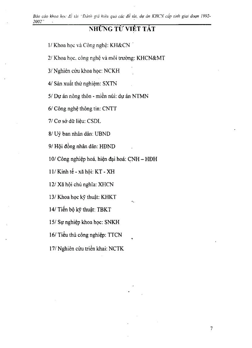image for page Đánh giá hiệu quả các đề tài dự án khoa học công nghệ cấp tỉnh giai đoạn 1992 2002 tại Phú Yên