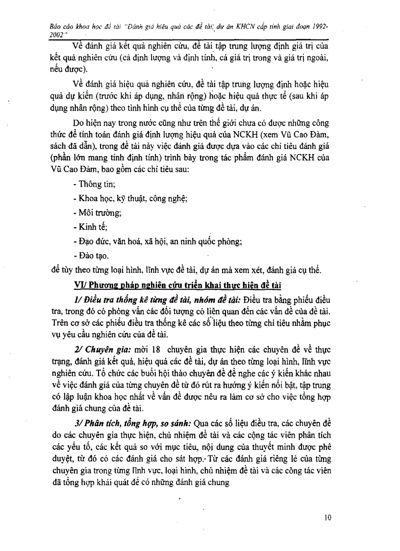 image for page Đánh giá hiệu quả các đề tài dự án khoa học công nghệ cấp tỉnh giai đoạn 1992 2002 tại Phú Yên
