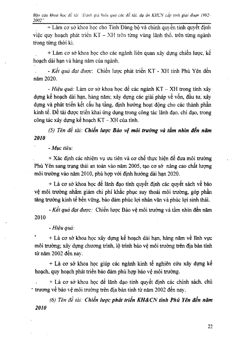 image for page Đánh giá hiệu quả các đề tài dự án khoa học công nghệ cấp tỉnh giai đoạn 1992 2002 tại Phú Yên