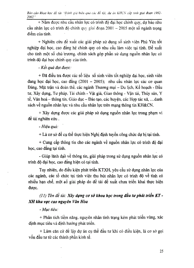image for page Đánh giá hiệu quả các đề tài dự án khoa học công nghệ cấp tỉnh giai đoạn 1992 2002 tại Phú Yên