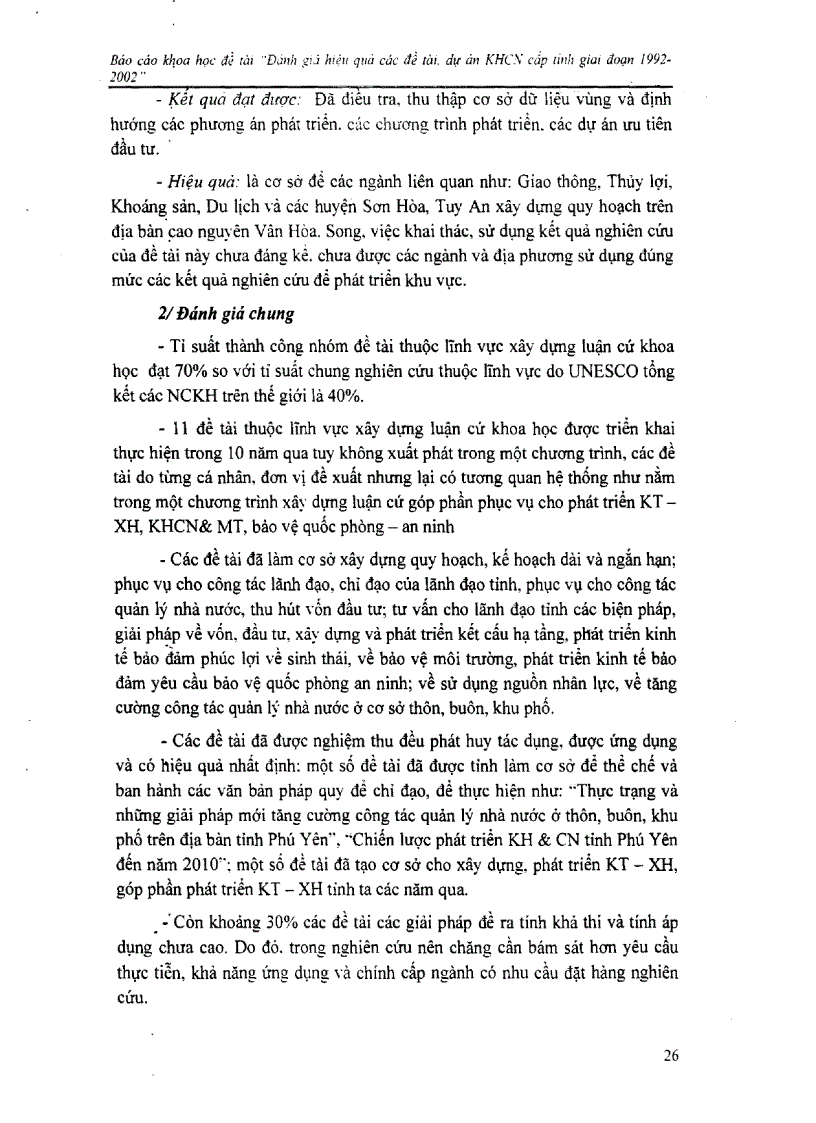 image for page Đánh giá hiệu quả các đề tài dự án khoa học công nghệ cấp tỉnh giai đoạn 1992 2002 tại Phú Yên