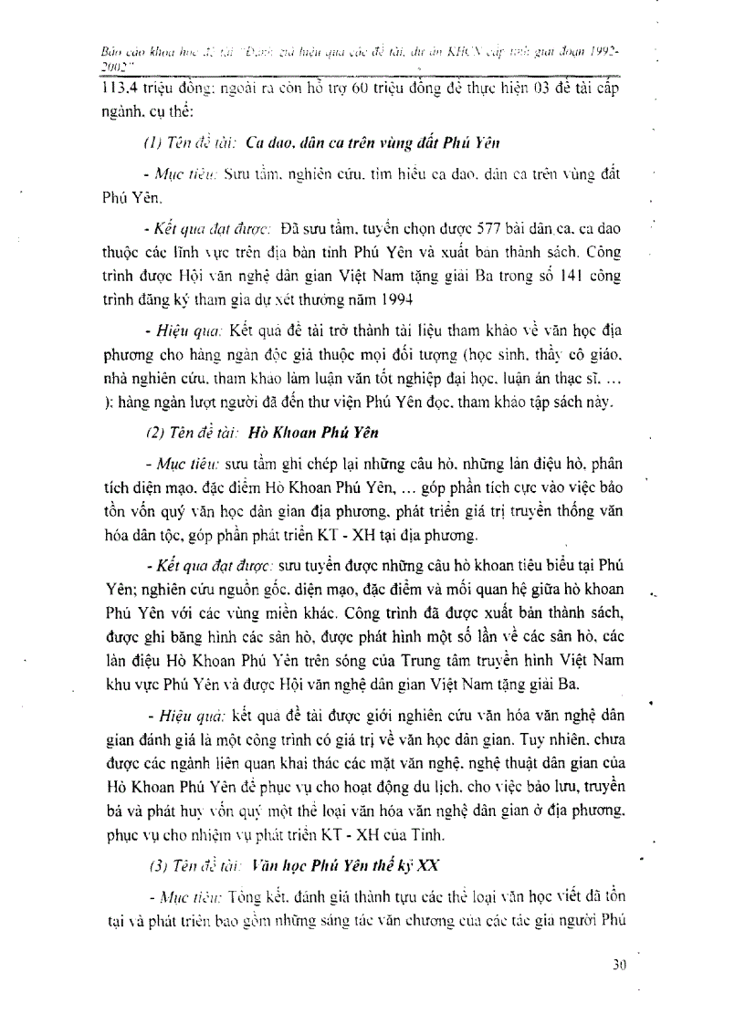 image for page Đánh giá hiệu quả các đề tài dự án khoa học công nghệ cấp tỉnh giai đoạn 1992 2002 tại Phú Yên