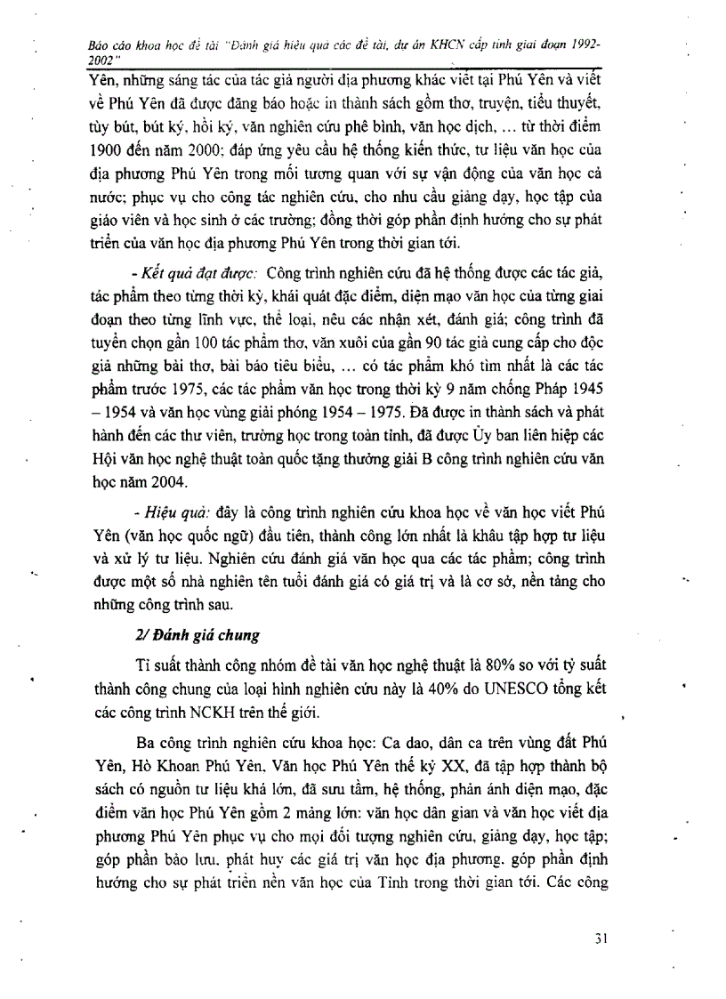 image for page Đánh giá hiệu quả các đề tài dự án khoa học công nghệ cấp tỉnh giai đoạn 1992 2002 tại Phú Yên