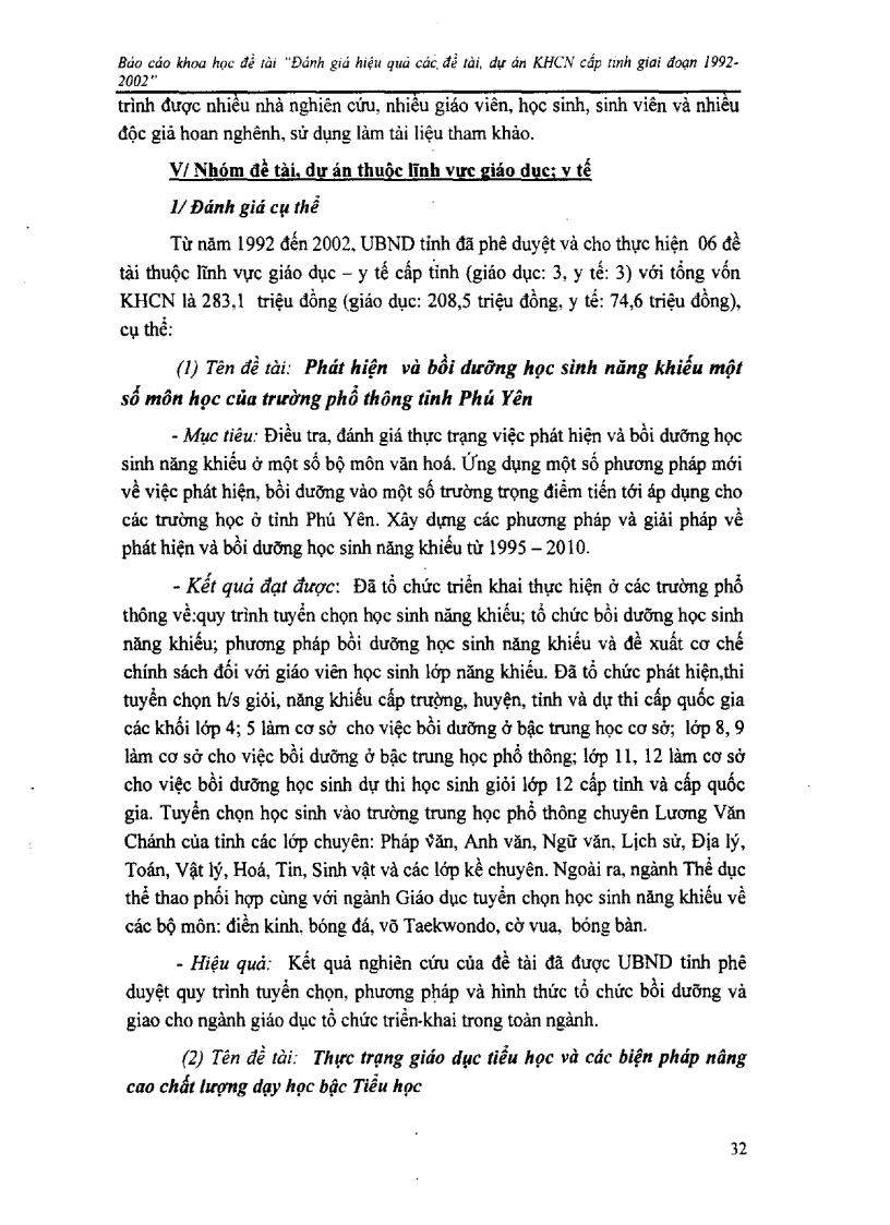 image for page Đánh giá hiệu quả các đề tài dự án khoa học công nghệ cấp tỉnh giai đoạn 1992 2002 tại Phú Yên